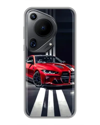 Чехол для Huawei Pura 70 Ultra с картинкой «Красная BMW на дороге»