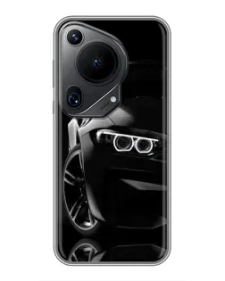 Чехол для Huawei Pura 70 Ultra с картинкой «Черная BMW — профиль»