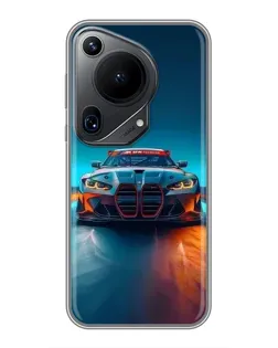 Чехол для Huawei Pura 70 Ultra с картинкой «BMW — огни неона»