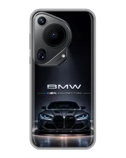 Чехол для Huawei Pura 70 Ultra с картинкой «BMW сквозь ночной город»