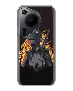 Чехол для Huawei Pura 70 Ultra с картинкой «PUBG — огненный силуэт»