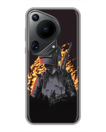 Чехол для Huawei Pura 70 Ultra с картинкой «PUBG — огненный силуэт»