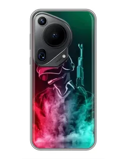 Чехол для Huawei Pura 70 Ultra с картинкой «PUBG — огненный воин»