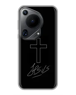 Чехол для Huawei Pura 70 Ultra с картинкой «Графический крест Jesus»