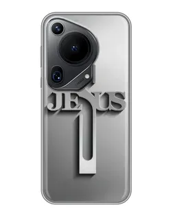 Чехол для Huawei Pura 70 Ultra с картинкой «Металлический крест Jesus»