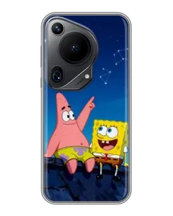 Чохол для Huawei Pura 70 Ultra з картинкою «Губка Боб та Патрік вночі»