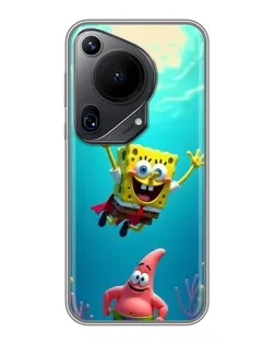 Чехол для Huawei Pura 70 Ultra с картинкой «Спанч Боб под водой»