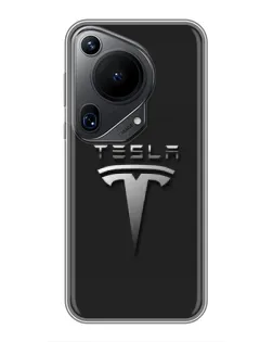 Чехол для Huawei Pura 70 Ultra с картинкой «Стальной логотип Tesla»