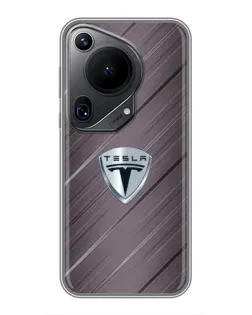 Чехол для Huawei Pura 70 Ultra с картинкой «Металлическая текстура Tesla»