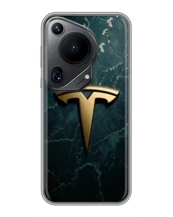 Чехол для Huawei Pura 70 Ultra с картинкой «Мраморная Tesla Gold»