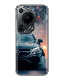 Чехол для Huawei Pura 70 Ultra с картинкой «Mercedes — ночной город»