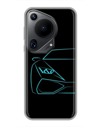 Чехол для Huawei Pura 70 Ultra с картинкой «Голубой силуэт Lamborghini»