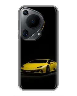 Чехол для Huawei Pura 70 Ultra с картинкой «Lamborghini желтый акцент»