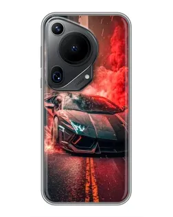 Чехол для Huawei Pura 70 Ultra с картинкой «Lamborghini красный дым»