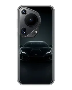 Чехол для Huawei Pura 70 Ultra с картинкой «Черный Lamborghini Aventador»