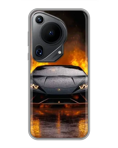 Чехол для Huawei Pura 70 Ultra с картинкой «Lamborghini в огне»