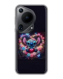 Чехол для Huawei Pura 70 Ultra с картинкой «Stitch в цветах»