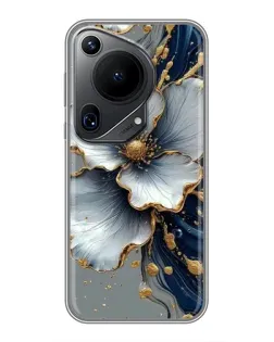 Чохол для Huawei Pura 70 Ultra з картинкою «Біла квітка та золотий флюїд»