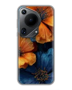 Чохол для Huawei Pura 70 Ultra з картинкою «Яскрава синьо-помаранчева флора»