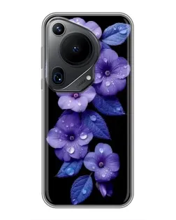 Чохол для Huawei Pura 70 Ultra з картинкою «Фіолетові квіти з росою»