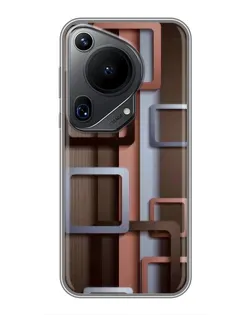 Чехол для Huawei Pura 70 Ultra с картинкой «Коричневые объемные квадраты» Чехол для Huawei Pura 70 Ultra с картинкой «Коричневые объемные квадраты»
