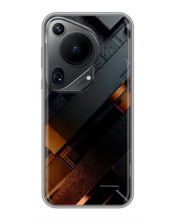 Чехол для Huawei Pura 70 Ultra с картинкой «Черные геометрические блоки»