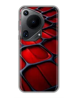 Чехол для Huawei Pura 70 Ultra с картинкой «Красная глянцевая сетка»