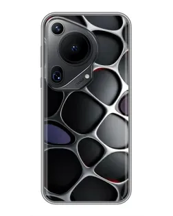 Чехол для Huawei Pura 70 Ultra с картинкой «Объемная темная решетка»