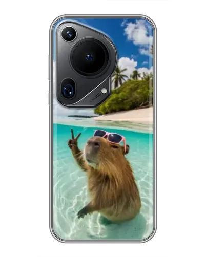 Чехол для Huawei Pura 70 Ultra с картинкой «Капибара на море»