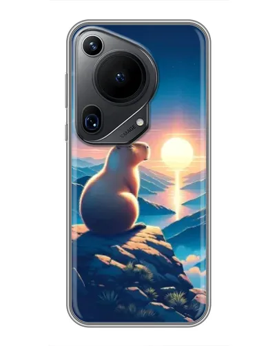Чехол для Huawei Pura 70 Ultra с картинкой «Закат солнца с капибарой»