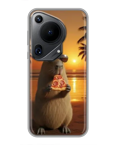 Чехол для Huawei Pura 70 Ultra с картинкой «Капибара с пиццей»