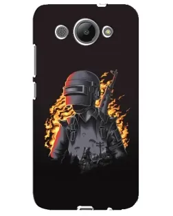 Чехол для Huawei Y3 2017 с картинкой «PUBG — огненный силуэт»