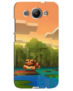 Чехол для Huawei Y3 2017 с картинкой «Майнкрафт закат солнца»