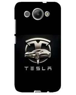 Чехол для Huawei Y3 2017 с картинкой «Tesla — серебристое авто»