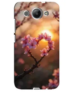 Чехол для Huawei Y3 2017 с картинкой «Розовый цвет сердце на фоне заката»