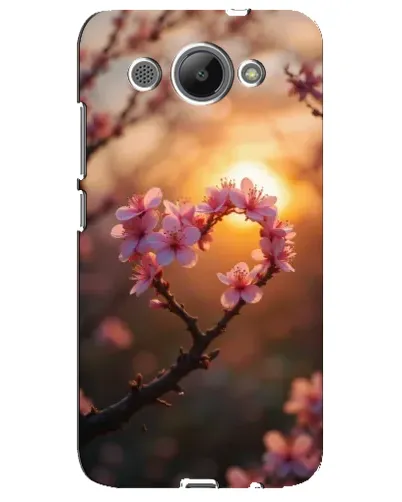 Чехол для Huawei Y3 2017 с картинкой «Розовый цвет сердце на фоне заката»