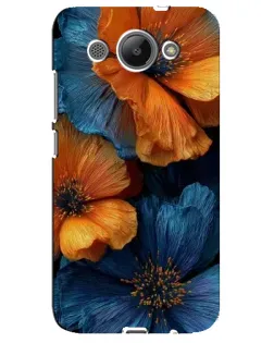 Чехол для Huawei Y3 2017 с картинкой «Яркая сине-оранжевая флора»
