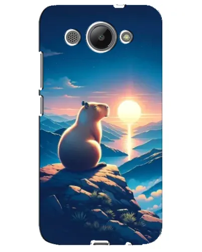 Чехол для Huawei Y3 2017 с картинкой «Закат солнца с капибарой»