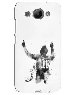 Чохол для Huawei Y3 2017 з картинкою «Чорно-білий силует Мессі»