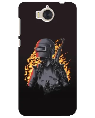 Чехол для Huawei Y5 2017 (MYA) с картинкой «PUBG — огненный силуэт»