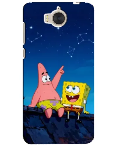Чехол для Huawei Y5 2017 (MYA) с картинкой «Губка Боб и Патрик ночью»