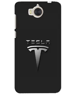Чехол для Huawei Y5 2017 (MYA) с картинкой «Стальной логотип Tesla» Чехол для Huawei Y5 2017 (MYA) с картинкой «Стальной логотип Tesla»