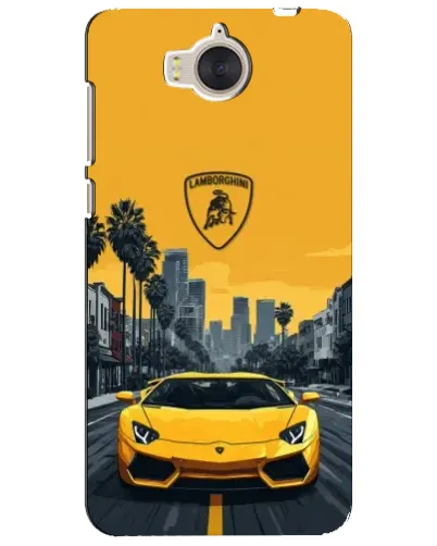 Чехол для Huawei Y5 2017 (MYA) с картинкой «Желтый Lamborghini город»