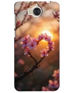 Чехол для Huawei Y5 2017 (MYA) с картинкой «Розовый цвет сердце на фоне заката»