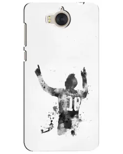 Чехол для Huawei Y5 2017 (MYA) с картинкой «Черно-белый силуэт Месси»