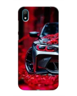 Чехол для Huawei Y5 2019 с картинкой «Спортивная BMW и цветы»