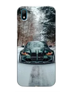 Чехол для Huawei Y5 2019 с картинкой «BMW в зимнем лесу»