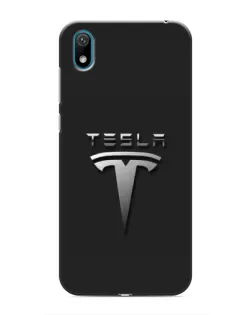 Чехол для Huawei Y5 2019 с картинкой «Стальной логотип Tesla»