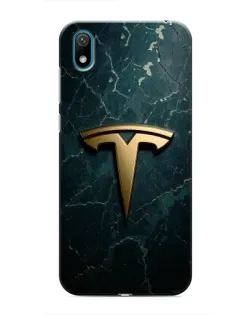 Чехол для Huawei Y5 2019 с картинкой «Мраморная Tesla Gold»