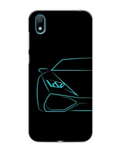 Чехол для Huawei Y5 2019 с картинкой «Голубой силуэт Lamborghini»